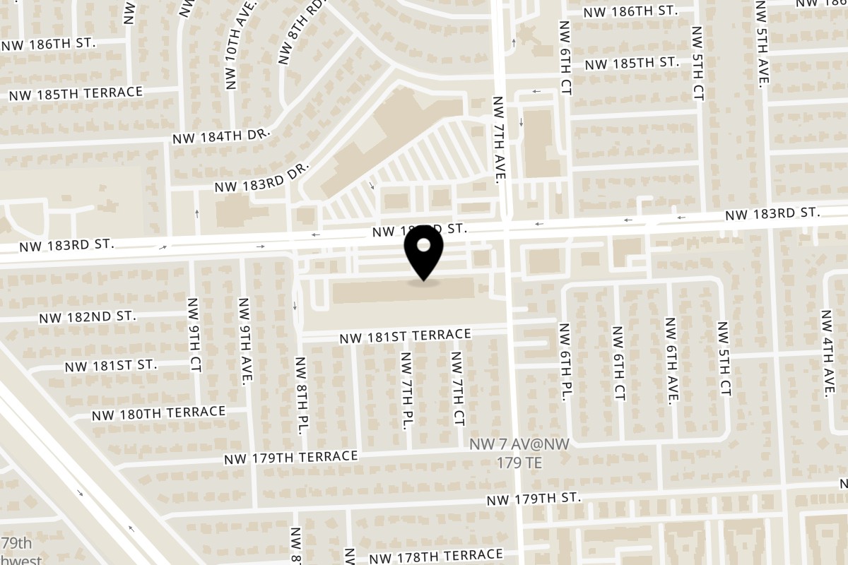 Map showing the location of Caribbean Kitchen 305 on 762 NW 183rd St in Miami Gardens